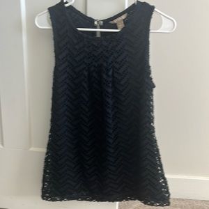 Black lined, lace shell.